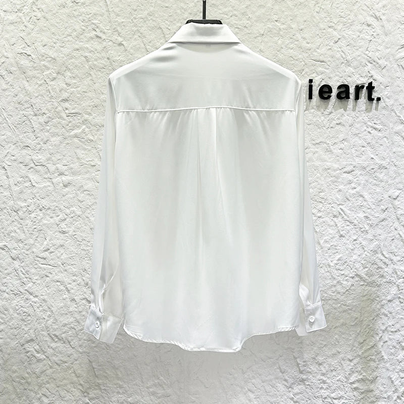 Heavy Industry Butterfly Rhinestone Shirt Men's Korean Version Shoulder Pad Versatile Casual Shirt Stage Performance Streetwear