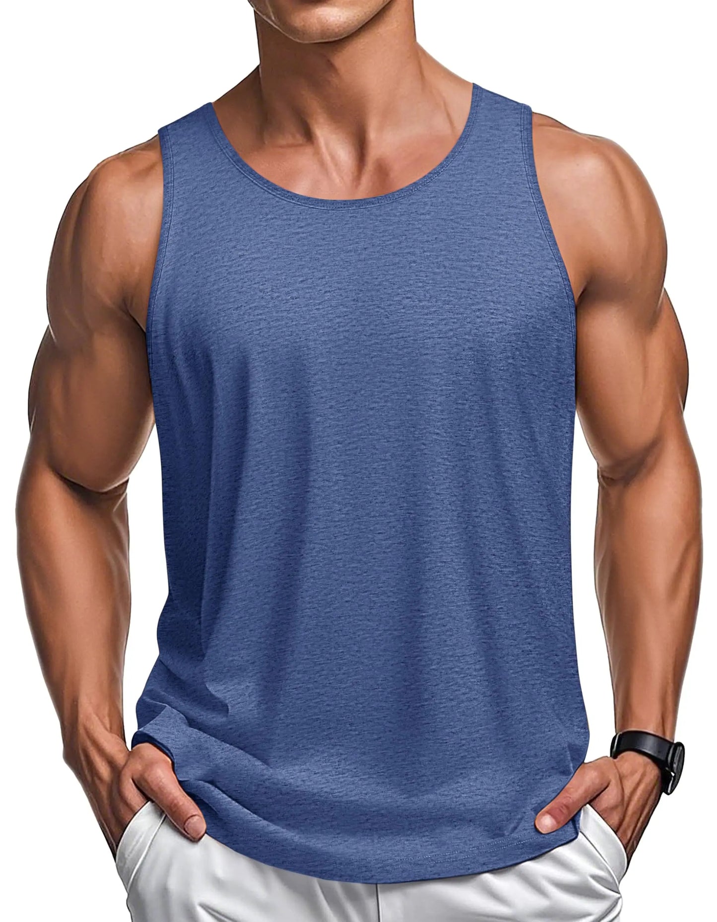 MAGCOMSEN Men's Tank Tops Cotton Sweat-wicking Breathable Muscle Sports Sleeveless Shirt Gym Exercise Outdoor Sports and Beach