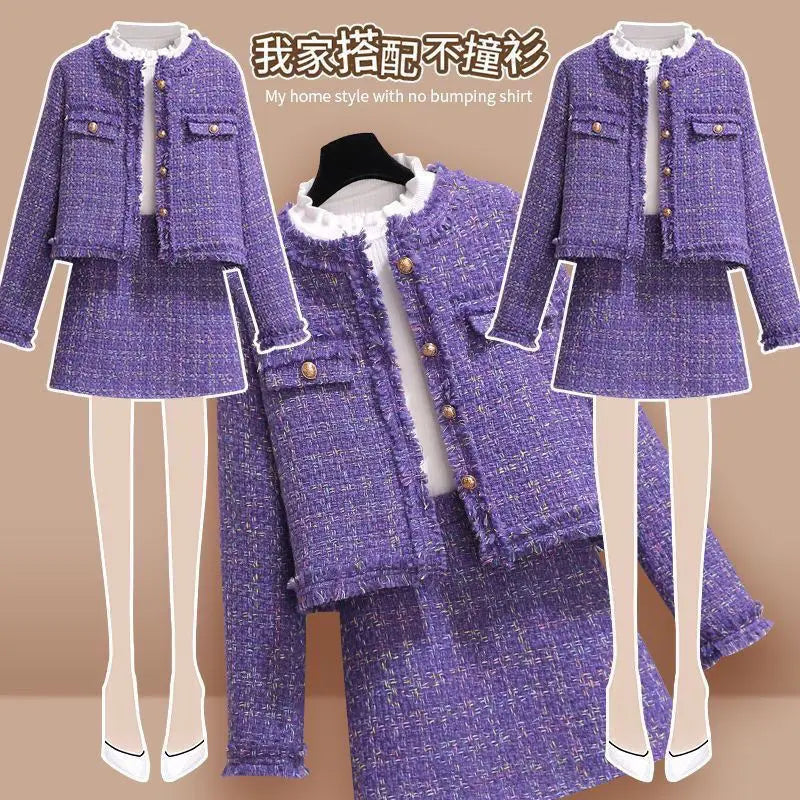 Spring Autumn High-end Skirt Set Fashion Elastic Knitted Long-sleeved Slim Cardigan High Waist Short Skirt Women's Two-piece Set