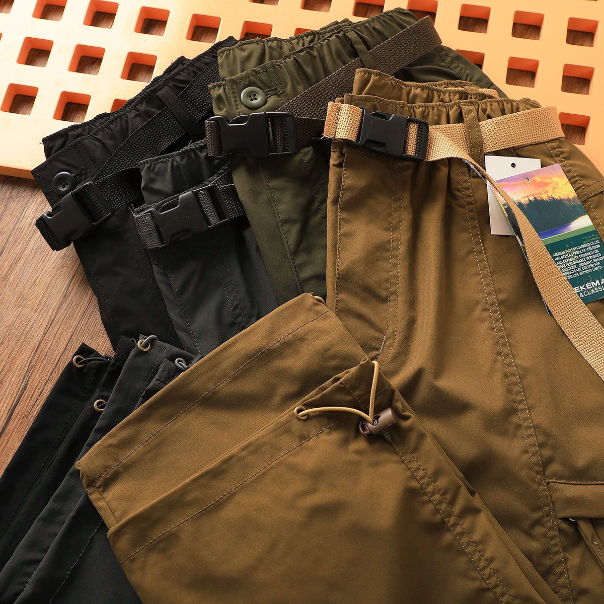 Outdoor Men's Windproof Waterproof Hiking Sports Loose Straight Multibag Workwear Casual Long Trousers Faionable Urban Sle