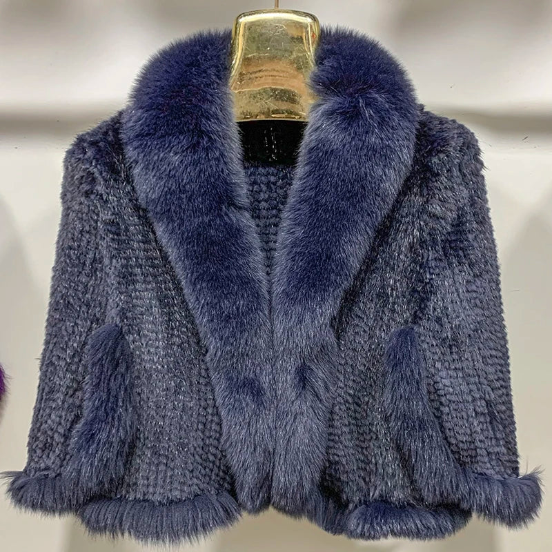 New Real Mink Fur Poncho Knitted 100% Natural Real Mink Fur Shawl Natural Fox Fur Collar cape Autumn Winter Mink Fur Scarfs