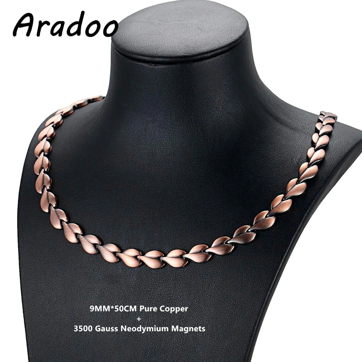 ARADOO Pure Copper Necklace for Women Magnetic Collar Leaf-shaped Design Jewelry Gifts