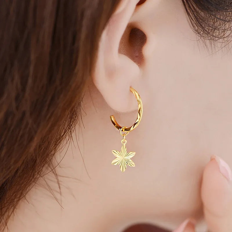 Real Gold Color Star Smart Earrings Real K Gold Earrings Fine Jewelry Engagement Wedding Birthday Party Gifts Not Fade