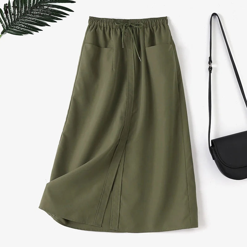 ZANZEA Fashion Women Autumn High Waist Skirts Solid Long Jupes Elegant OL Work Faldas Saia Stylish Holiday Midi Skirt Streetwear