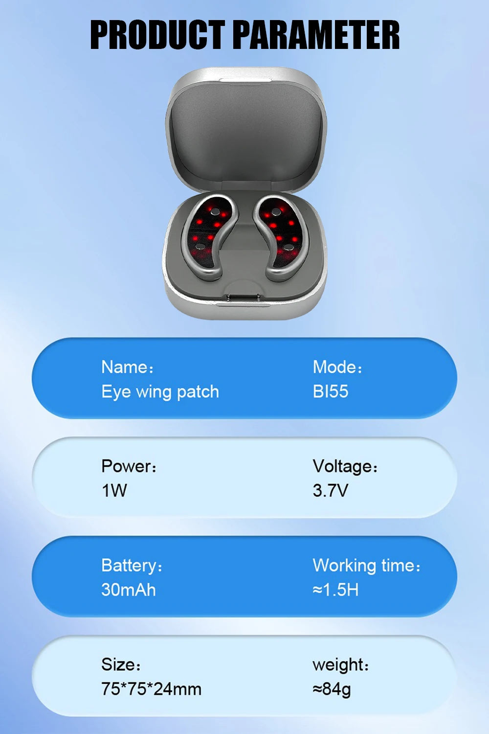 Led Red Light Eye Care Therapy Ems Massager With Gel Patch For Treatment Under Eye Wrinkle Improvement Dark Circles Removal Care