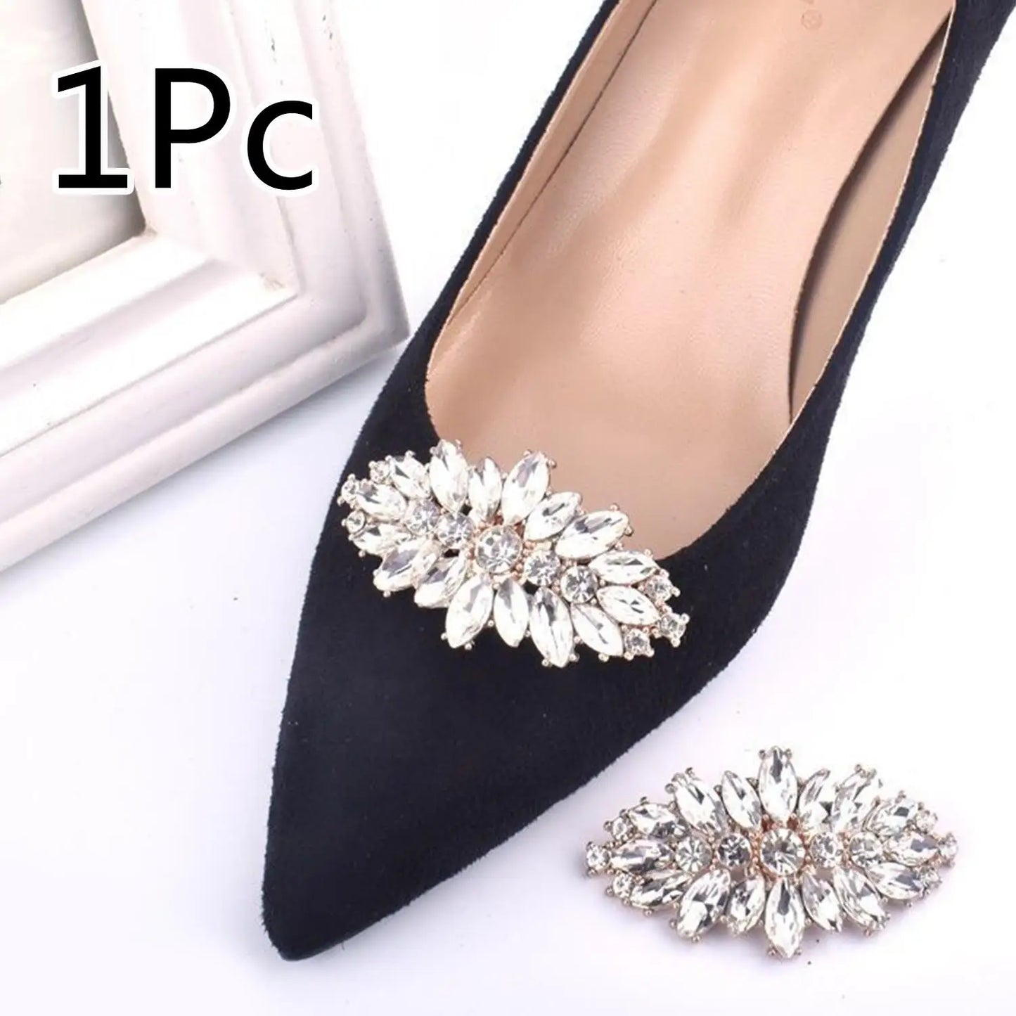 1PC Removable Lady Shoe Clips Wedding Bride Shoes Decoration Women High Heel Charms Jewelry Rhinestones Crystal Shoes Decoration