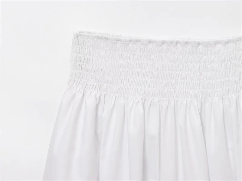 Women's Skirt 2025 New European and American Style Solid Color Poplin Long Skirt Summer Women's Casual Midi Skirt