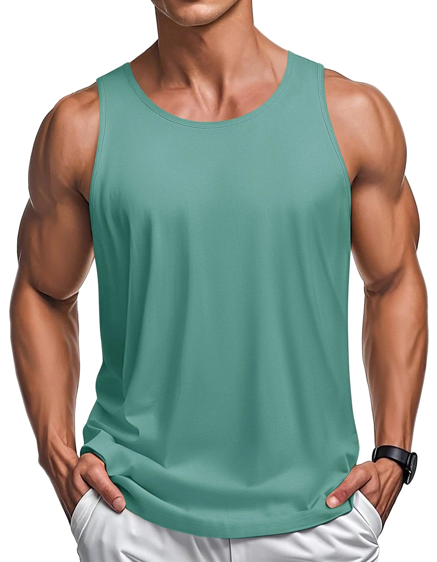 MAGCOMSEN Men's Tank Tops Cotton Sweat-wicking Breathable Muscle Sports Sleeveless Shirt Gym Exercise Outdoor Sports and Beach