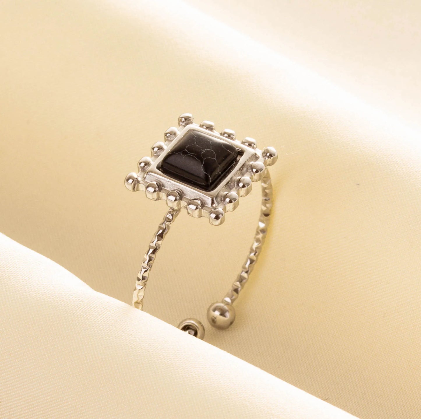 5PCS Boho Turquoise Rings Hippie Stainless Steel White Gemstone Adjustable Rings Women Girls Gift Knuckle Rings Bohemian Jewelry