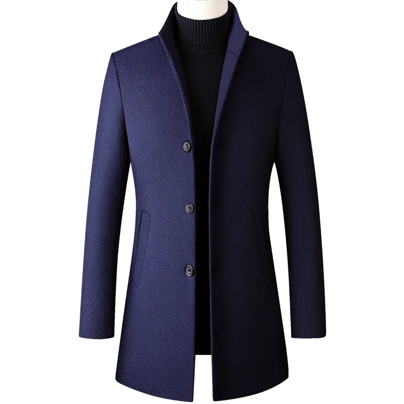 Men Long Trench Coats Cashmere Winter Jackets Wool Blends New Autumn Winter Coats Male Business Casual Trench Coats Size 4XL