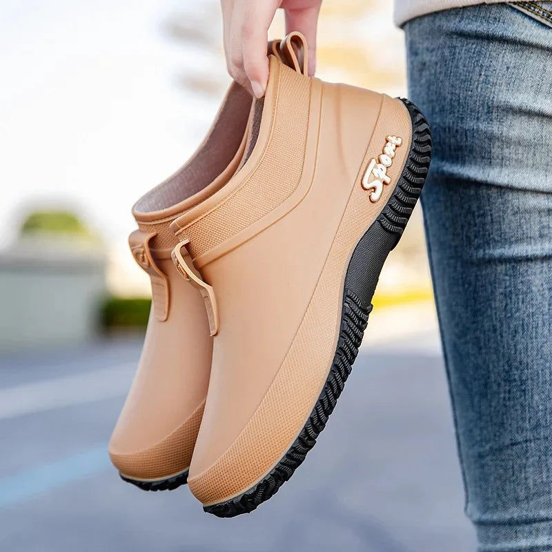 Casual Thick Bottomed Waterproof Outdoor Wear-Resistant Ladies Short Tube Water Shoes Daily Leisure Rain Boots for Women