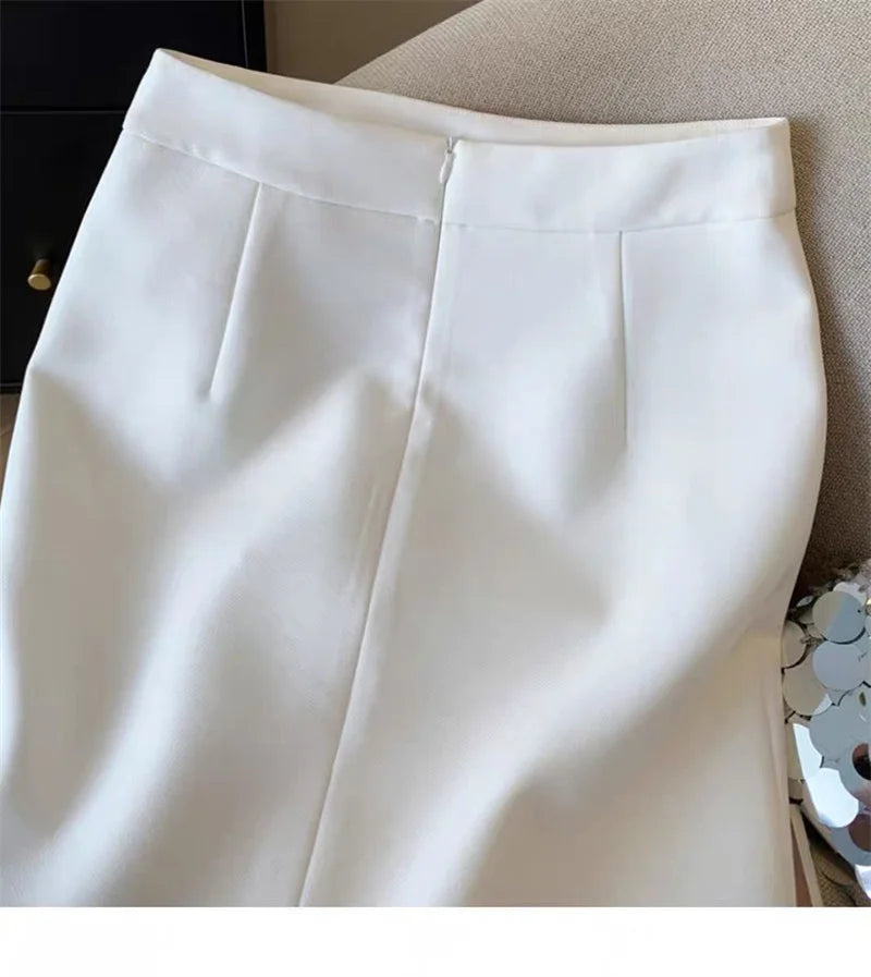 Autumn New Sexy Women's Slim Temperament Bag Hip Skirt Elegant Lace Patchwork Office Lady Midi Skirt Fashion Split Jupe 432P