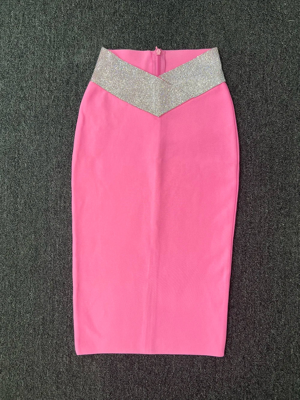 5 Colors Long Bandage Skirts Womens 2022 Luxury Diamonds Beading Waist Knee Length Elegant Formal Party Pencil Skirt Winter Wear