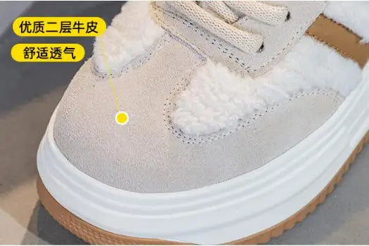 6CM Pink Natural Genuine Leather Fashion Breathable Casual Women's Shoes Platform Warm Plush Winter Autumn Comfy Ankle Booties