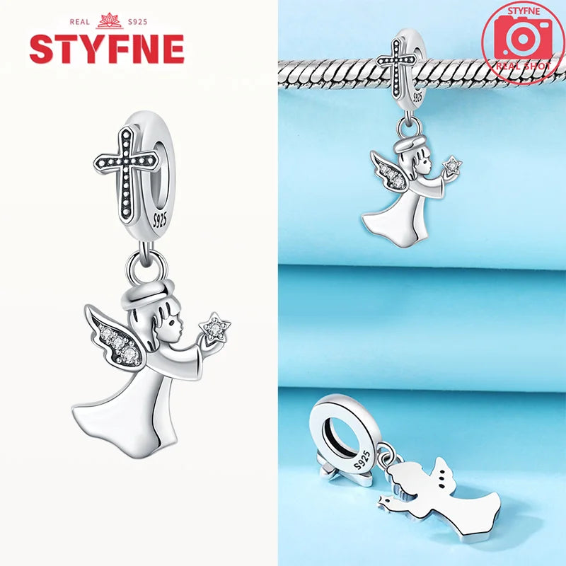 925 Silver Charms Religion Heart Lucky Eye Cross Beads For Original Bracelet Making Pendant for Women Fine Jewelry gifts