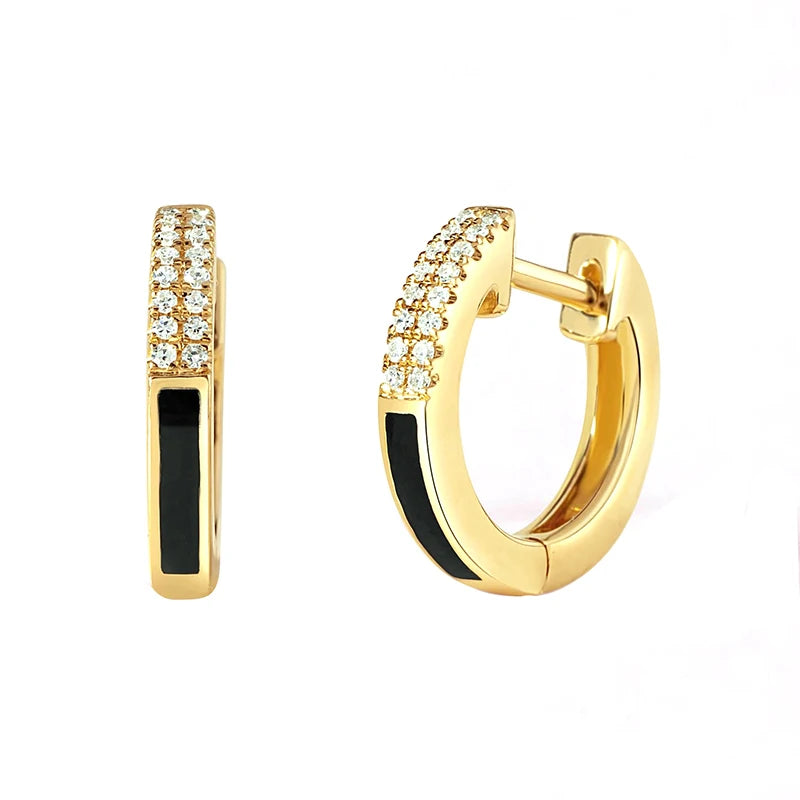 CRMYA Black CZ Zircon Dripping Oil Women's Earrings Set Fashion Gold color Earring Accessories For Women 2025 Jewelry Wholesale