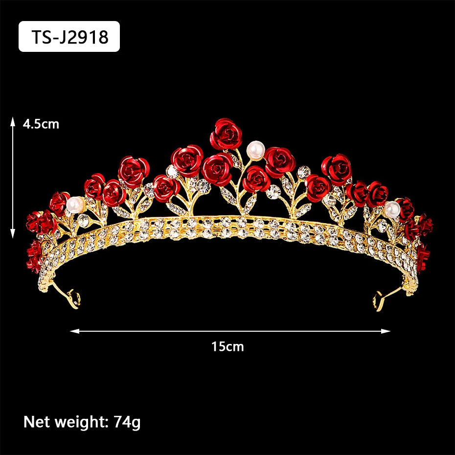 Gold Color Tiaras and Crowns for Women Wedding Bridal Hair Accessories Pearl Rhinestone Headpiece Bride Headdress Prom Jewelry