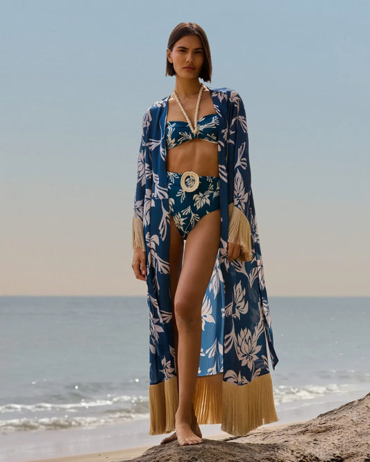 2025 Sexy Stylish Printed Printed Bikini Set with Long Cover-Up Perfect for Sunset Beach Parties and Beach Trips Summer Getaways