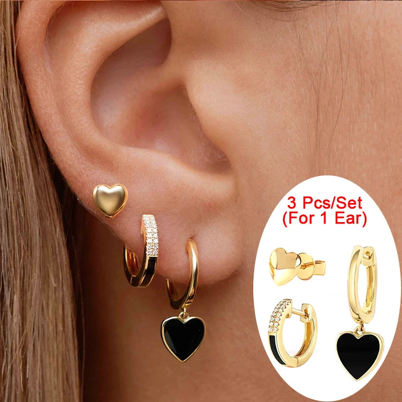 CRMYA Black CZ Zircon Dripping Oil Women's Earrings Set Fashion Gold color Earring Accessories For Women 2025 Jewelry Wholesale