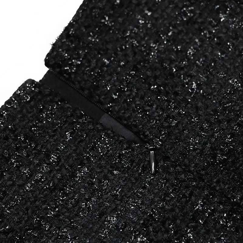 2025 Autumn Winter New Women High Waist Package Hip Skirt Female Split Tweed Pencil Skirts Ladies Solid Color Slim Skirt X166