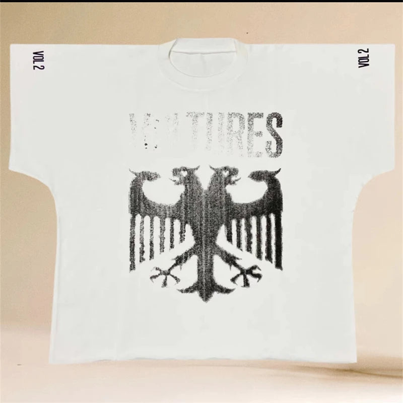 Kanye West Vultures Music Album Graphic YZY T Shirts Men Women Oversized T-shirts Male T-shirt Top Tees