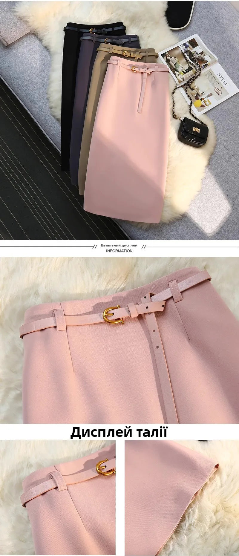 High Waist Suit Sle  Skirt Korean Spring Autumn New Wrap around a Line Skirt for Women Casual Loose Fit a pe