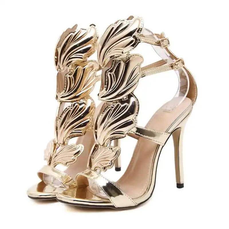 Women Shoes Bowknot Wings Slim Buckle Strap Women's Roman Style Summer Sandals High Heels Large Wedding Formal Sexy Shoe