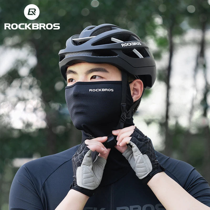 ROCKBROS Summer Ice Silk Cycling Face Mask Breathable Anti-UV  Bike Face Neck Cover Bandana MTB Road Sports Hanging Ear Scarf