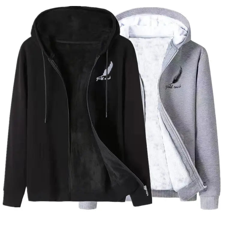 Men's Sherpa Lined Zip Hoodie Heavyweight, Winter Fleece Jacket S-5XL, Oversized Pullover Coat with Hood for Cold Weather