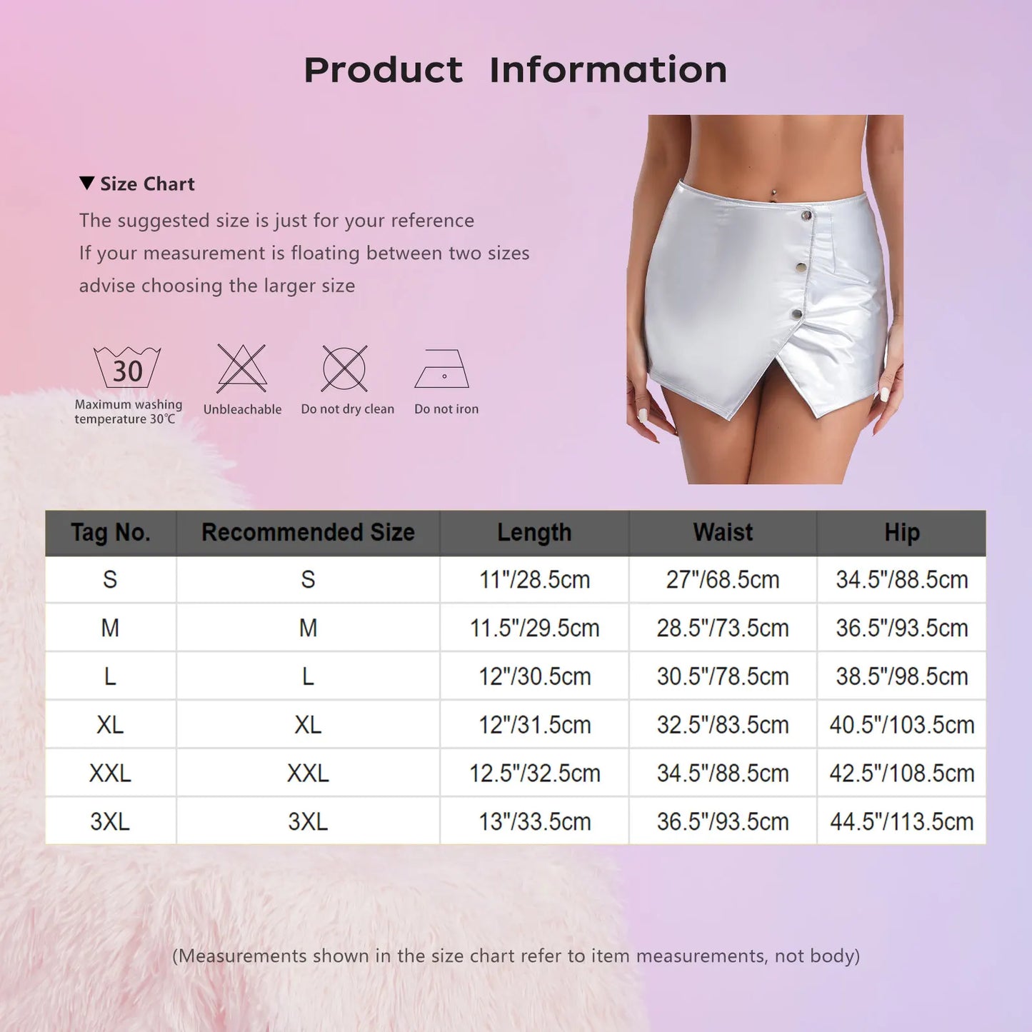 Womens Metallic Sexy Front Split Latex Mini Skirt Shiny Short Skirt Bar Clubwear Holographic Buttons Back Zipper Club Skirts