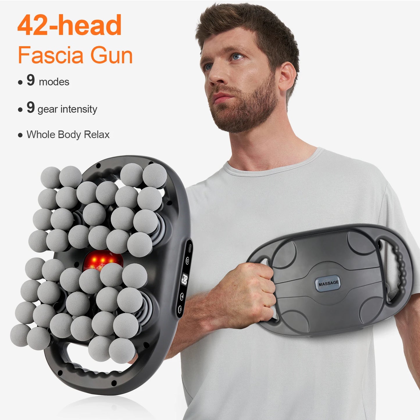 Multi-head Fascia Gun Deep Relaxation Muscle Red Light Deep Tissue Body Muscle Massage Gun