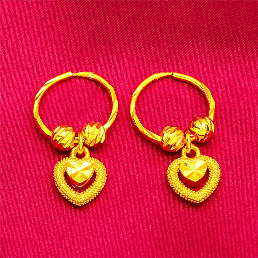 ANIID Heart Earrings 24K Gold Color Hoop Earrings for Women Nigerian Designer Earrings Party Wedding Jewelry Wholesale Gift