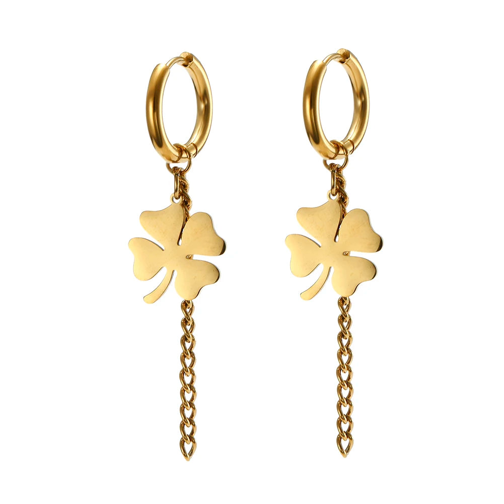 Kkjoy Fashion Stainless Steel Earrings Classic Clover Lucky Four-leaf Clover Pendant Engagement Gifts Jewelry 2023 Trend NEW