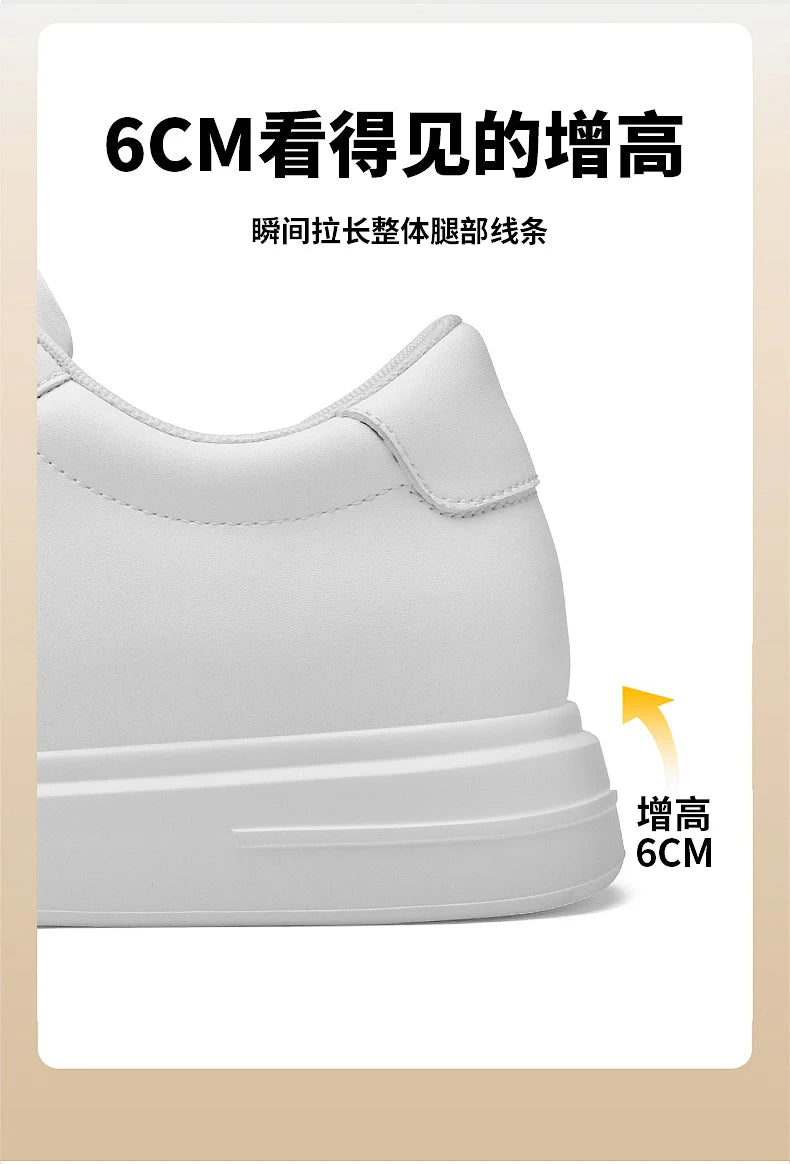 New  Men's Sneakers Elevator Shoes Heightening Height Increase Insole 6-10CM High Heels Shoes Leather Sport Shoes Men Shoes