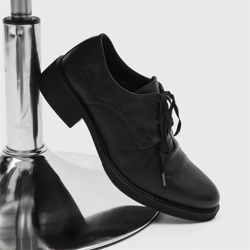 British Style Men's Leather Shoes Pointed Luxury Leather Dress Shoes Versatile Couples Interview Commuting Men's Casual Shoes