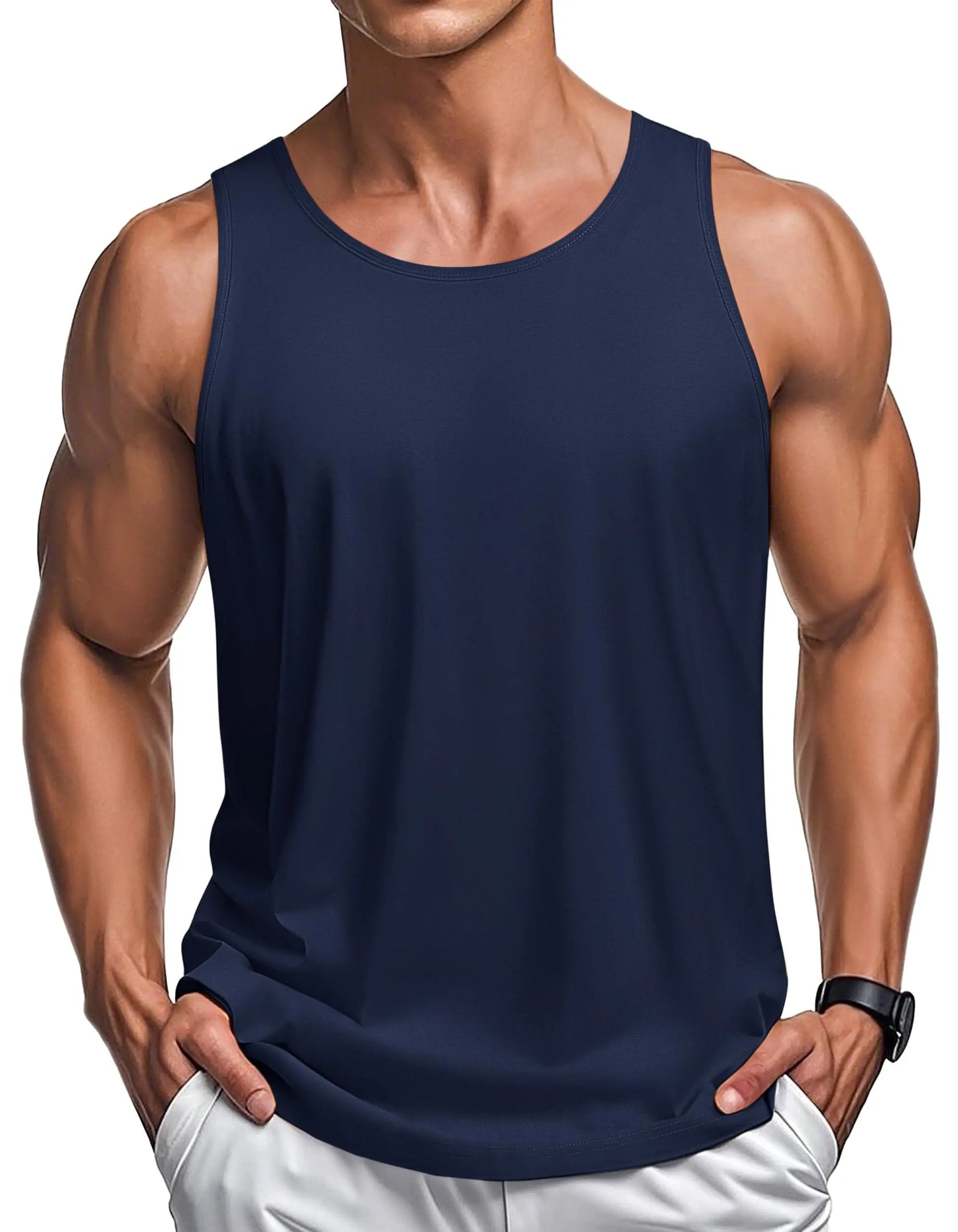 MAGCOMSEN Men's Tank Tops Cotton Sweat-wicking Breathable Muscle Sports Sleeveless Shirt Gym Exercise Outdoor Sports and Beach
