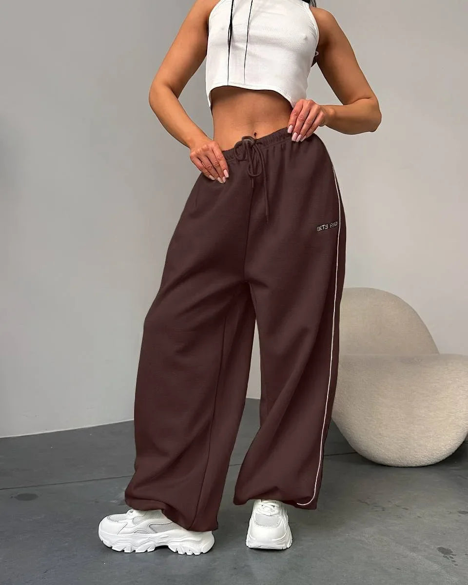 American Black Retro Hip-Hop Oversized Woman Fashion Streetwear Casual Sweatpants Loose Jogging Pants High Waist Wide-Leg Pants