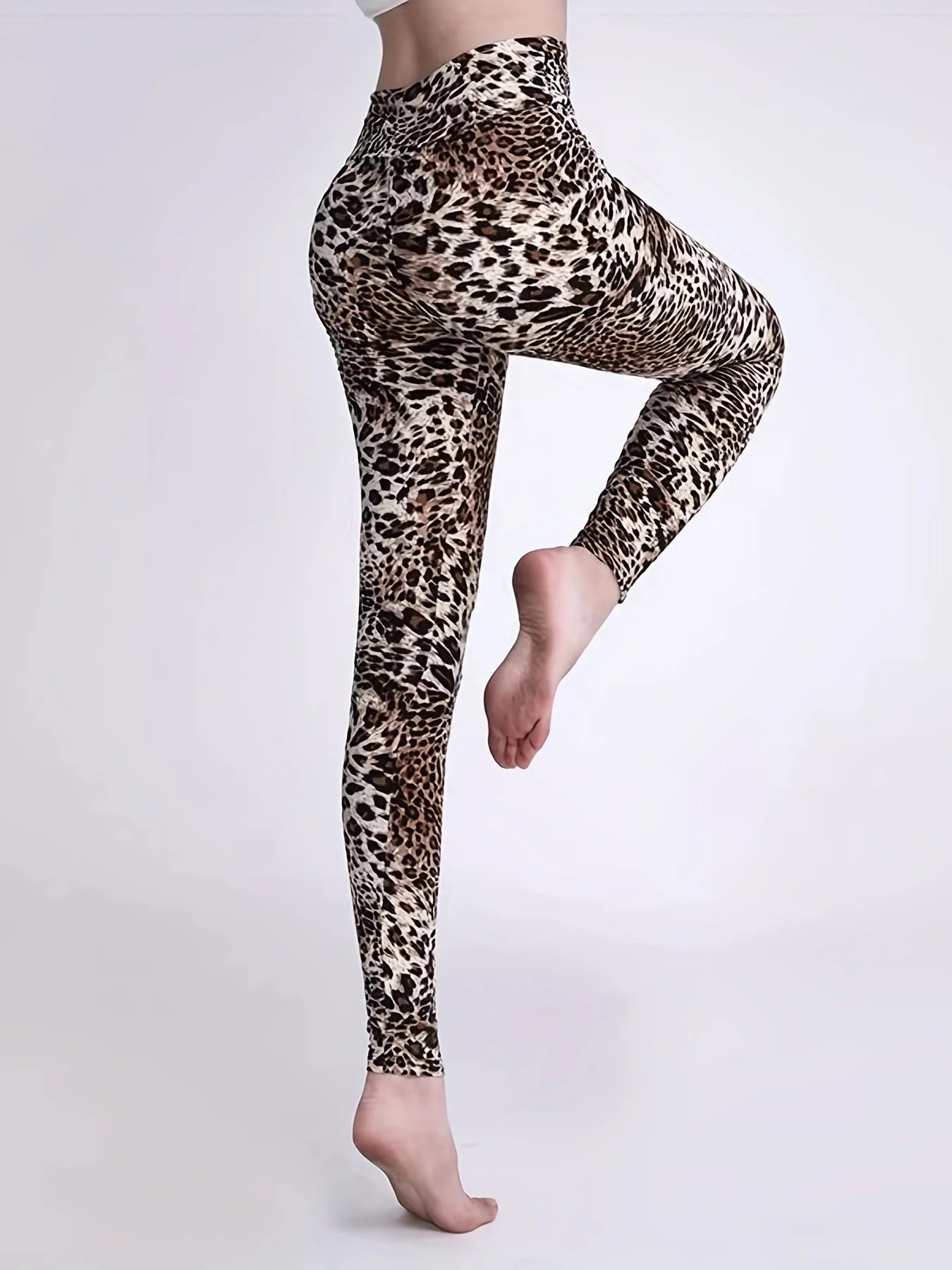New European and n leopard print sanded comfortable leggings tight casual women's high-stretch pants