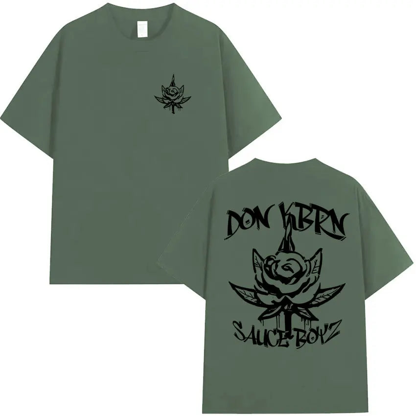 Rapper Eladio Carrion 2025 Trendy Album Double Sided Print T Shirt Mens Hip Hop Summer High Quality T-shirt Loose Oversized Tops