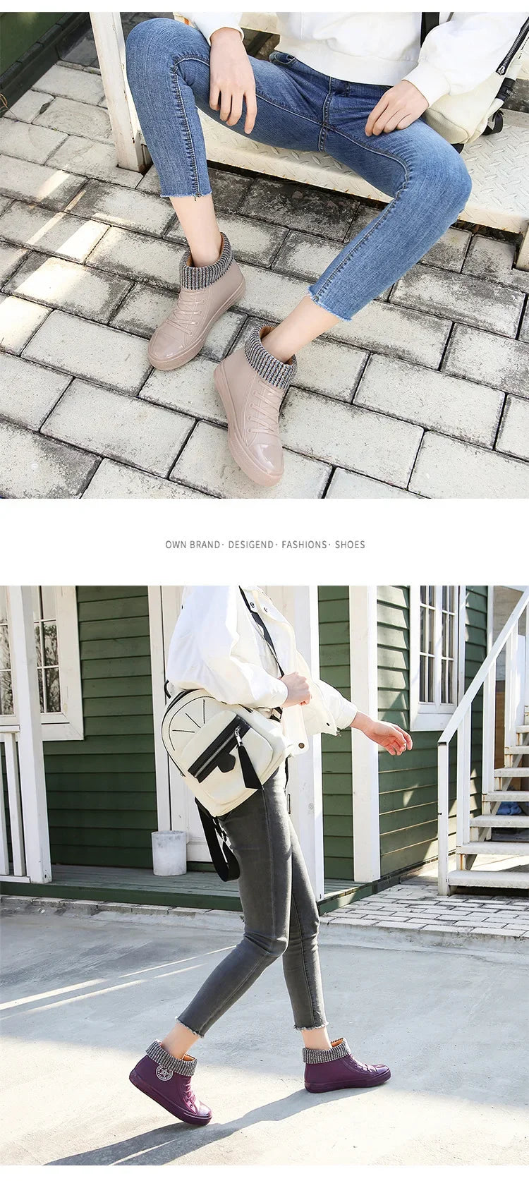 Anti-Slip Short Tube Waterproof Women's Rain Boots Fashionable Kitchen Work Rubber Shoe Covers Fishing Shoes PVC Material Adult