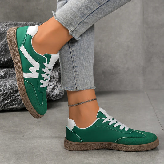Lightweight Comfortable Sneakers for Women Fashion Striped Lace Up Sports Shoes Woman Casual Breathable Green Sneakers Plus Size