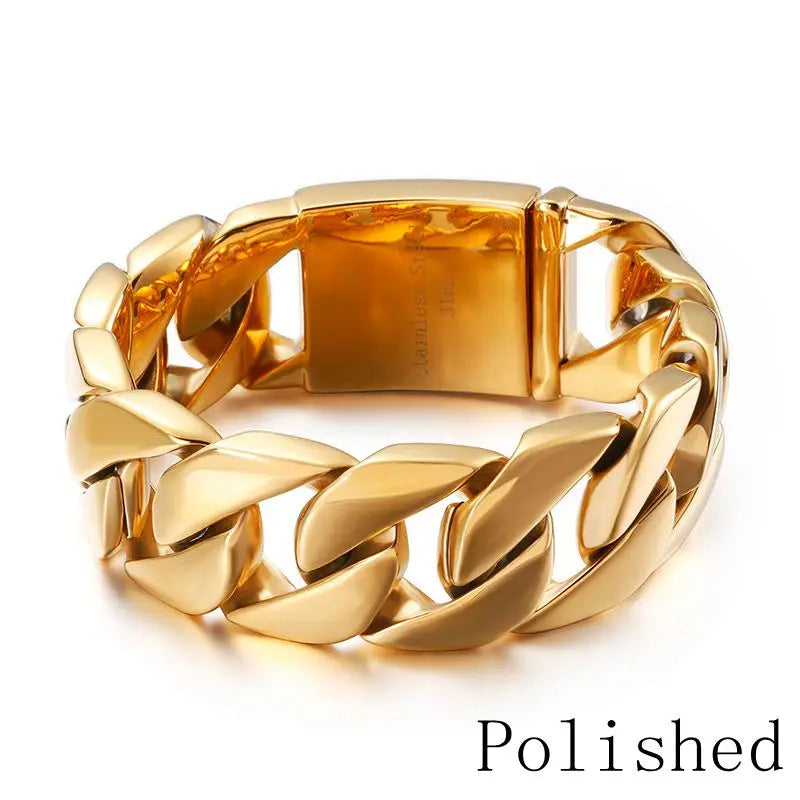 24/25/26mm Thick Link Chains Cuban Bracelets For Men Puk Stainless Steel Material Big Wide Fashion Hand Jewelry Party Gifts