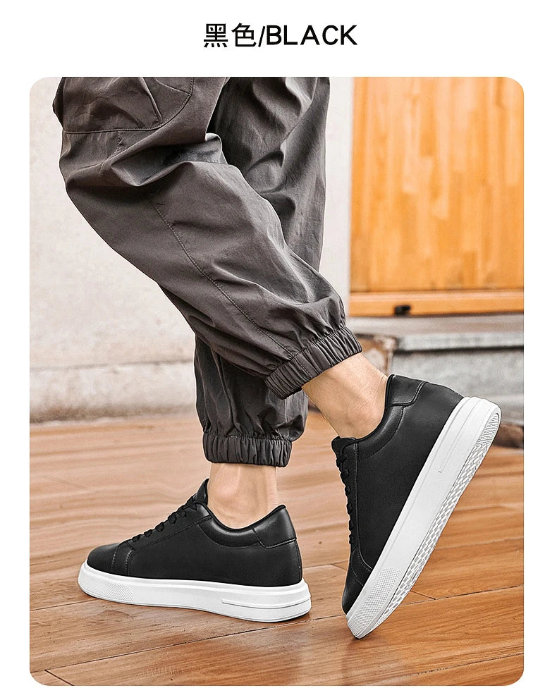 New  Men's Sneakers Elevator Shoes Heightening Height Increase Insole 6-10CM High Heels Shoes Leather Sport Shoes Men Shoes