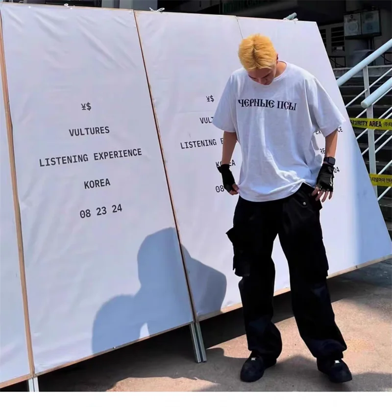 Kanye West Vultures Music Album Graphic YZY T Shirts Men Women Oversized T-shirts Male T-shirt Top Tees