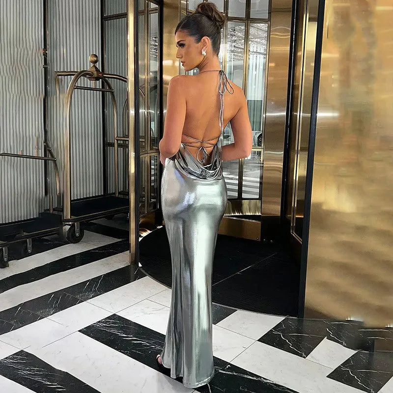 Sexy Summer Party Dresses Women New Solid Sleeveless Bodycon Backless Bandage Dress Fashion Streetwear Club Elegant Female Dress