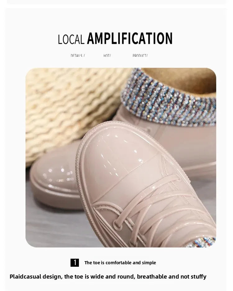 Anti-Slip Short Tube Waterproof Women's Rain Boots Fashionable Kitchen Work Rubber Shoe Covers Fishing Shoes PVC Material Adult