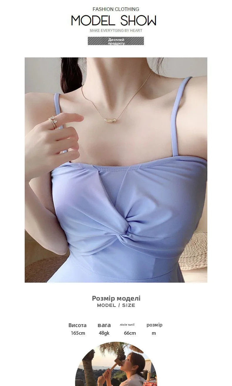 Women's High-End Bikini Tee-Piece Set Skirt Sle Faionable Thermal Spa Swimsuit Meat Covering Slimming Beachwear