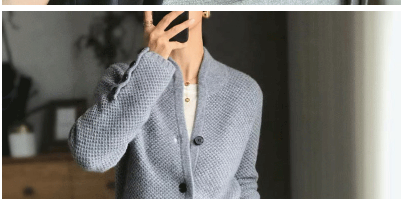 Autumn Winter New Thickened 100% Cashmere Wool Cardigan Women Stand Neck Sweater Sweater Loose Knit Base Wool Sweater Jacket