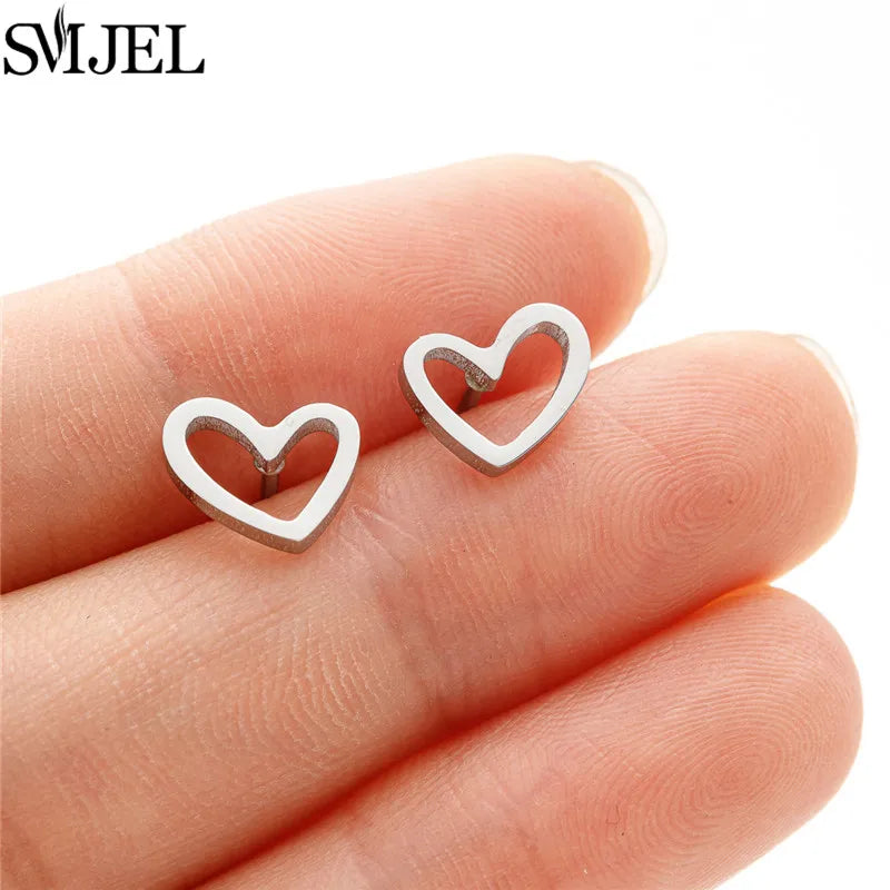 Romantic Simple Tiny Heart Earrings Female Minimalist Stainless Steel Love Stud Earring Hypoallergenic Jewelry Wedding Gift