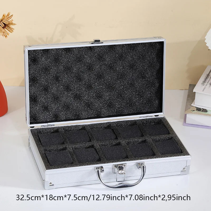 Portable Aluminum Alloy Watch Storage Box 10/12/18 Grid Large Capacity Jewelry Collection Watch Case Quality Gift Box for Watche